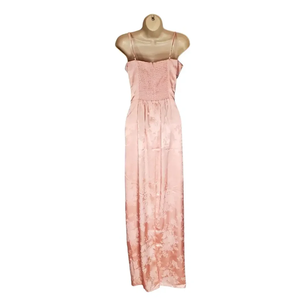Reformation Frankie Floral Jacquard Satin Slip Maxi Dress Light Pink Size 10 - Picture 6 of 15